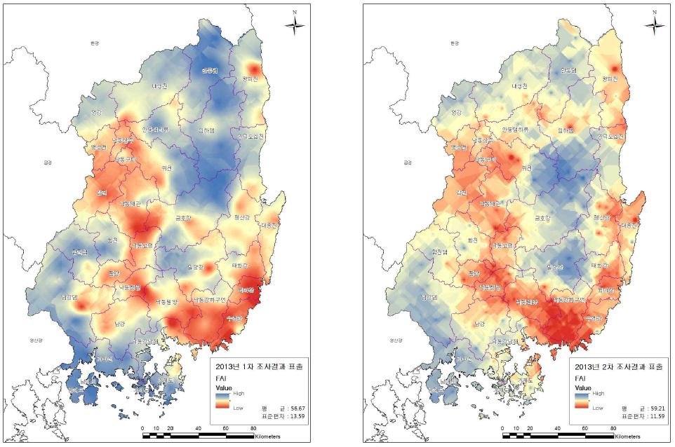 FAI Kriging 표출결과(2013)