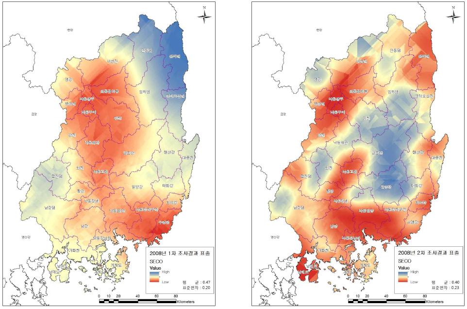 저질상태 Kriging 표출결과(2008)