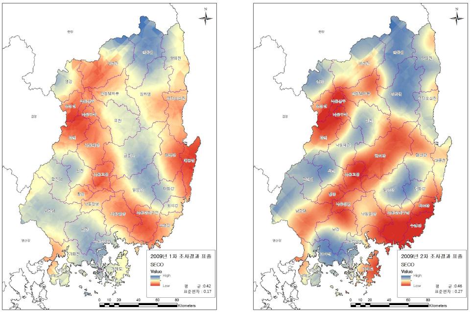 저질상태 Kriging 표출결과(2009)