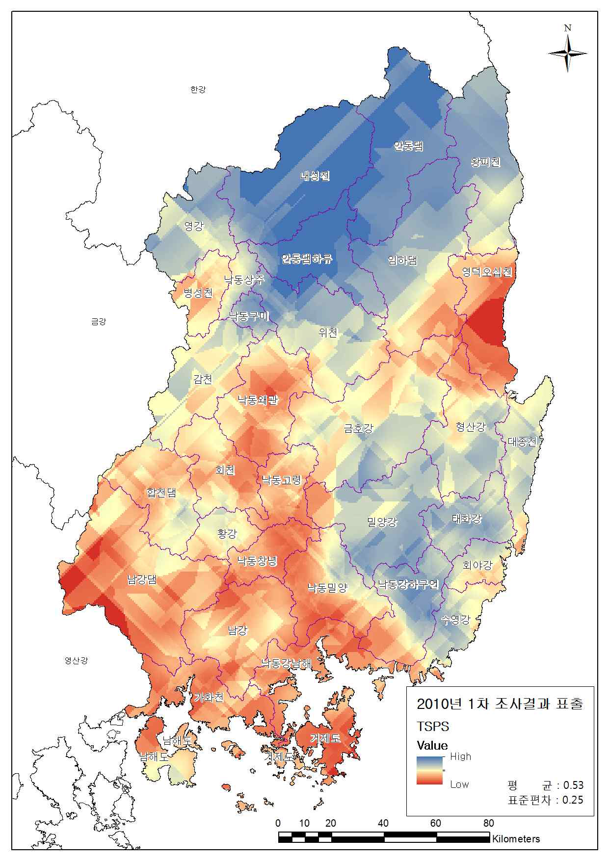 오염원정화시설 Kriging 표출결과(2010)