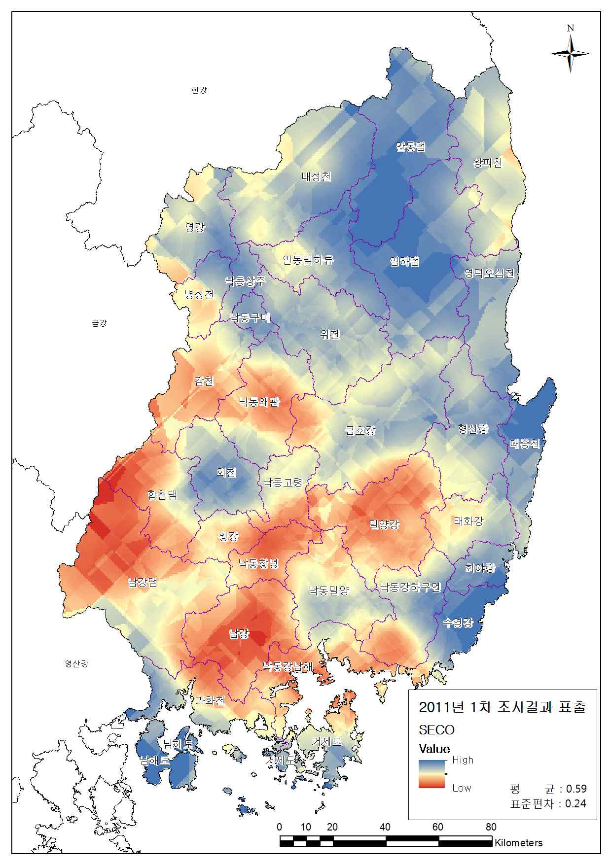 저질상태 Kriging 표출결과(2011)