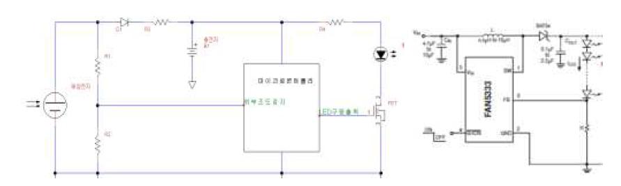 발광 부자의 기본 회로도 및 LED 구동 회로