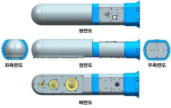 Various perspectives of payload frame.