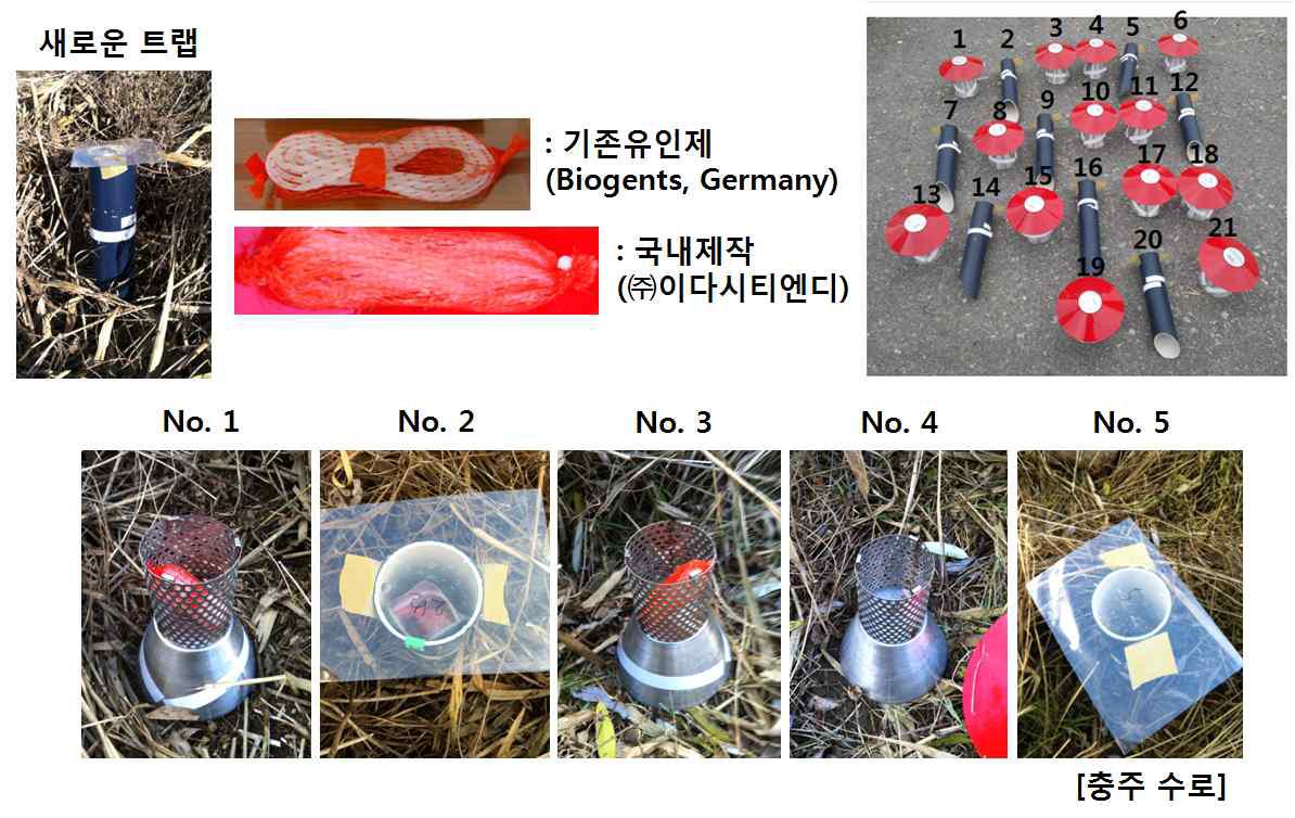 털진드기 채집기 및 유인제 비교실험 처리구