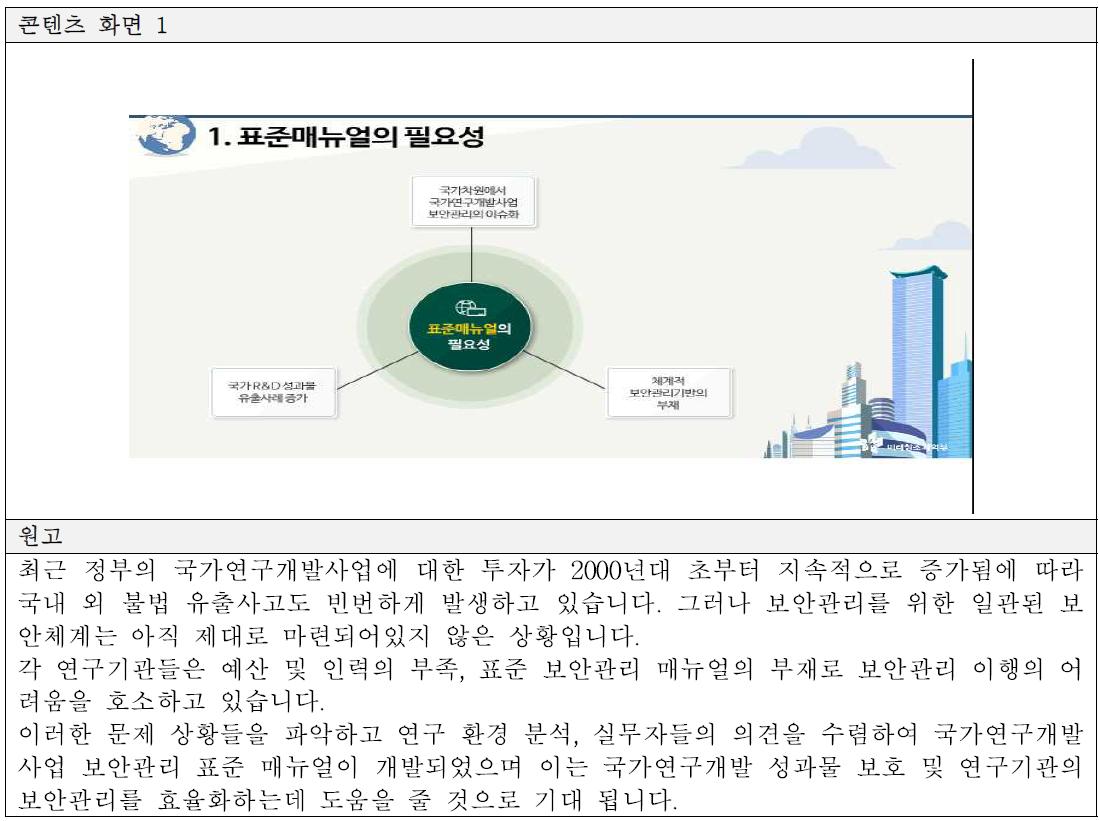 표준매뉴얼 소개 동영상(1) 화면①