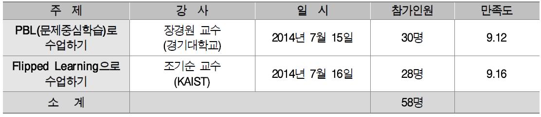 교수법 패키지프로그램 실적