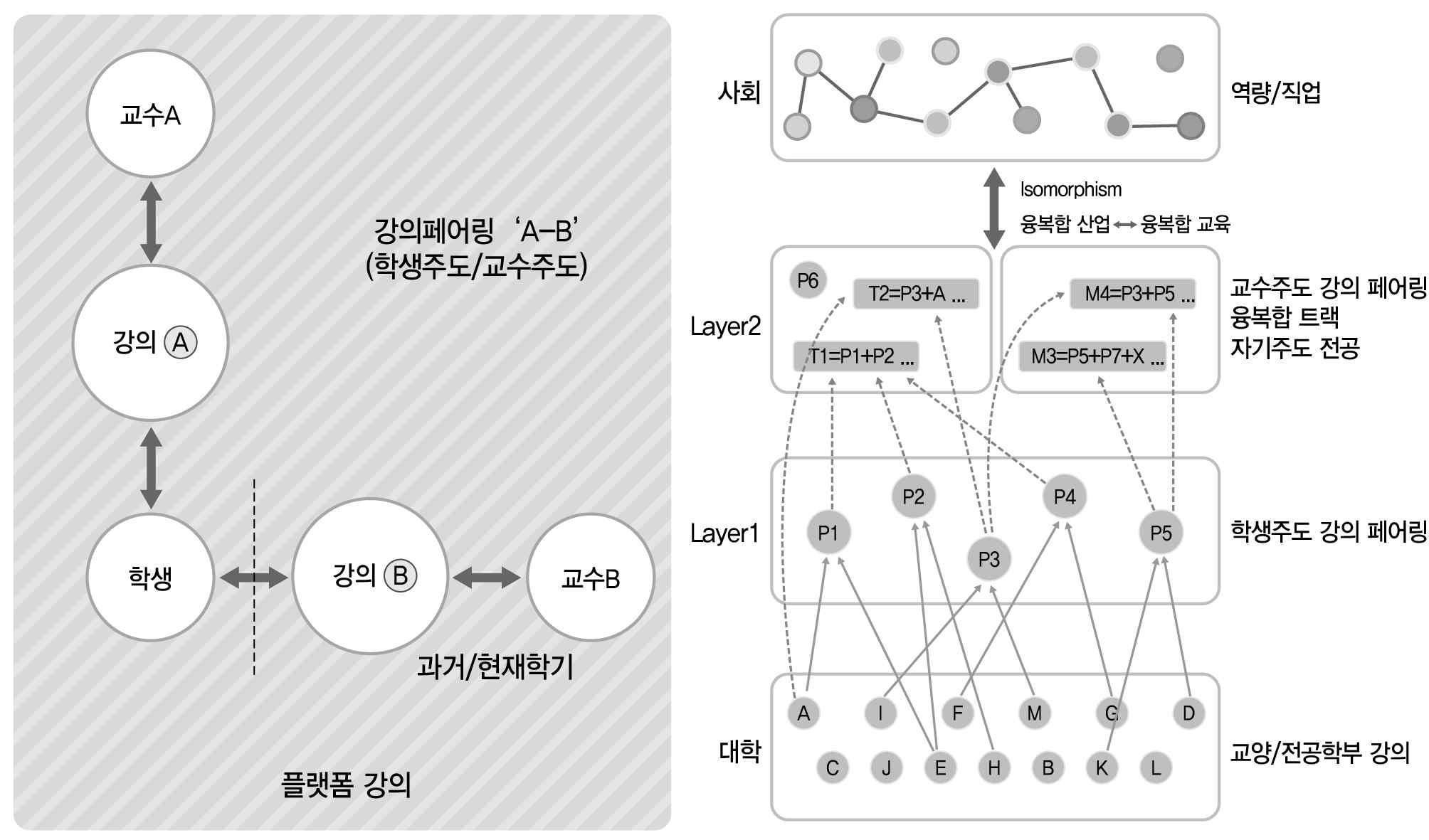 강의페어링과 융복합 트랙 개념도