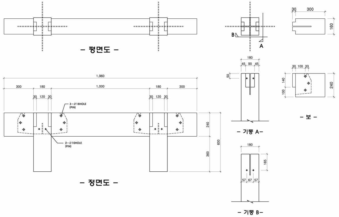 전단시험용 십자철판-장부 접합부(SC-C-N-S)