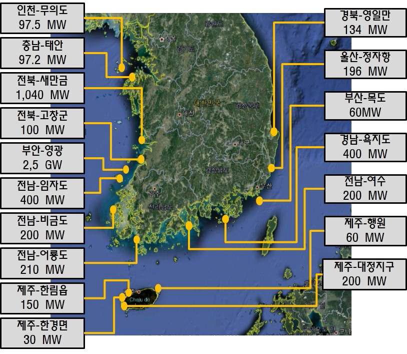 국내 해상풍력 추진 및 계획 현황