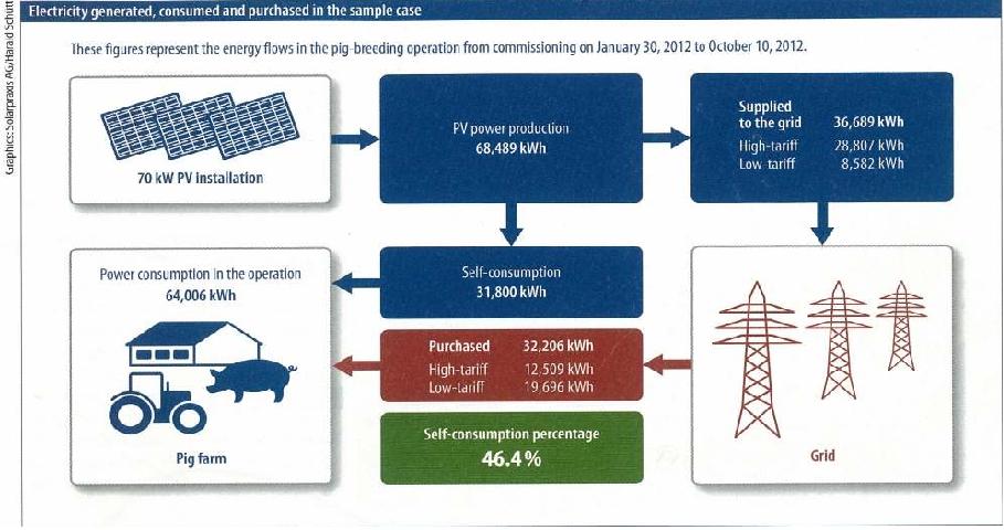 독일 태양광발전 자가소비 농가의 전력생산과 구매흐름 사례