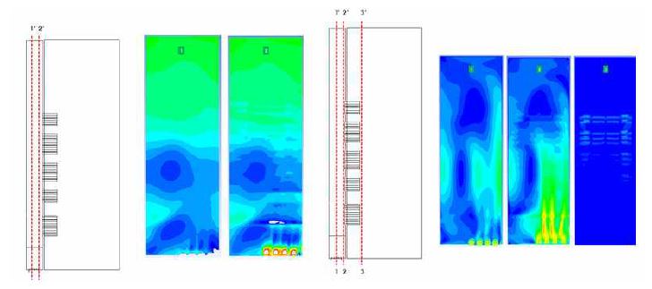 Server 부하 30%(10/34EA) - Pressure Contour(좌) 및 Velocity Contour