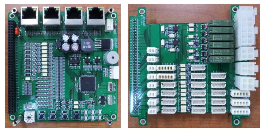 MCU Board 시제품(좌) 및 Digital I/O Board 시제품(우)