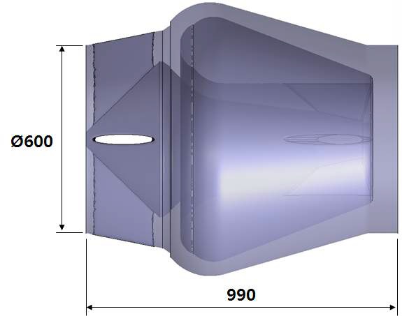 600A 크기의 넌슬램 노즐체크 밸브 1차 해석 모델