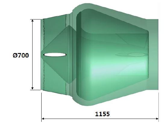 700A 크기의 넌슬램 노즐체크 밸브 2차 해석 모델