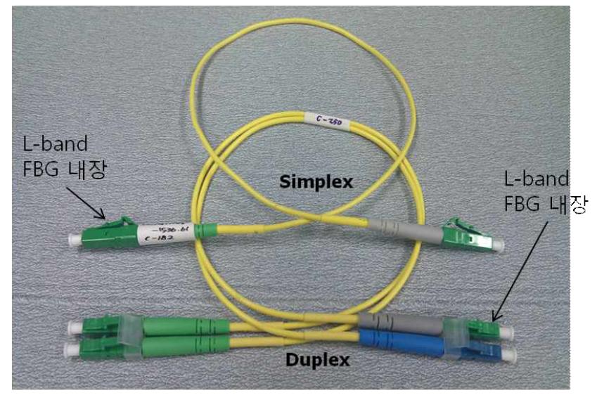 L-band FBG 내장 external reflector 제작 실물 (simplex type, duplex type)