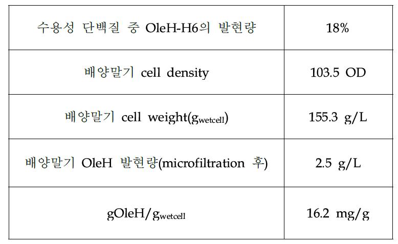 발현된 OleH의 정량