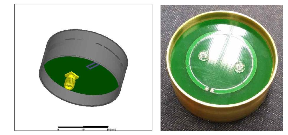 센서노드 안테나의 3차원 설계와 실물 사진