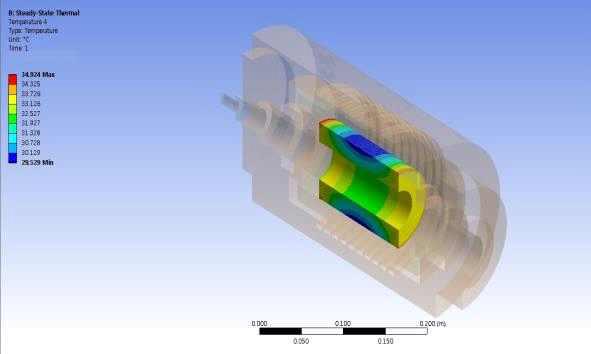 Computed temperature distribution of rotor