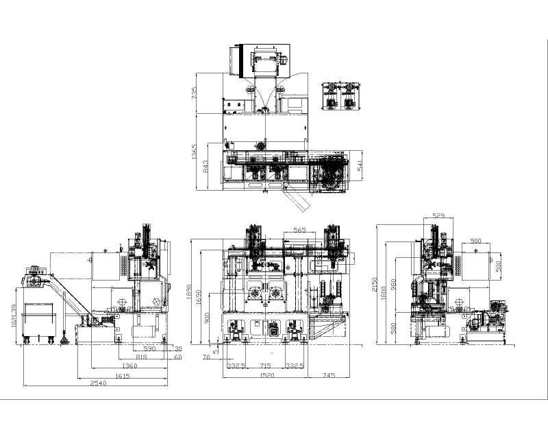 Layout design of the 2-spindle & 2-turret type multi-tasking lathe