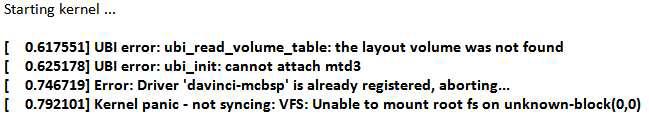 Kernel 시작시 UBI 에러 화면