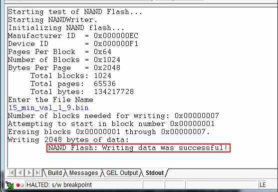 NAND Flash 쓰기 완료 화면