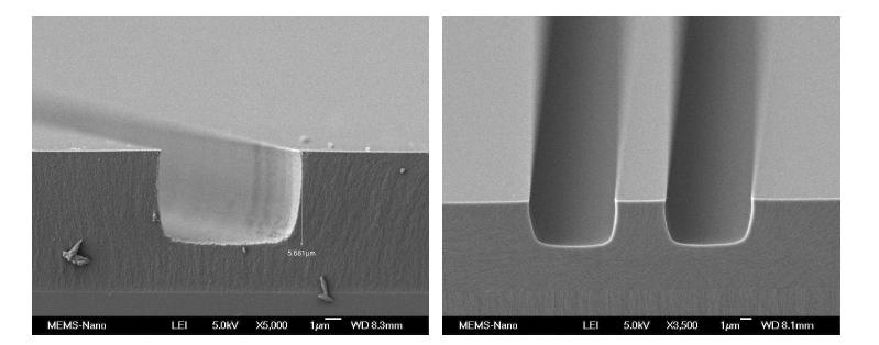 SEM으로 측정한 광도파로 식각 단면