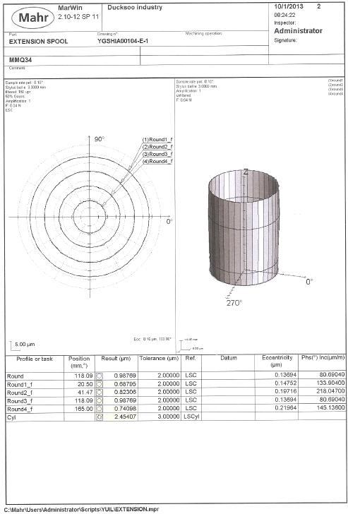 #1 SPOOL 진원도, 원통도 측정 DATA