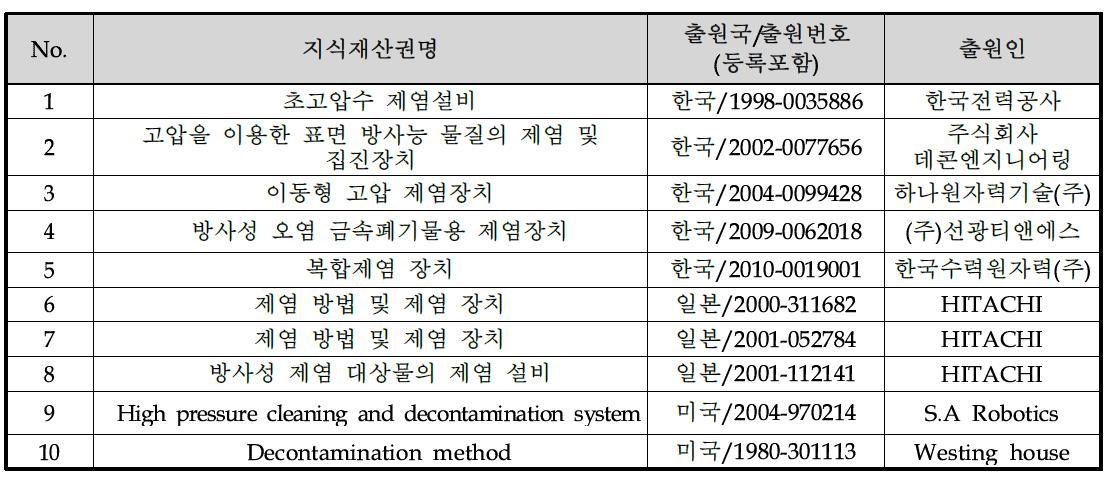 개발기술 관련 국내·외 특허 현황