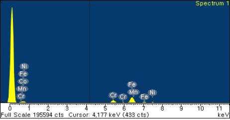 EDS spectra for the raw material