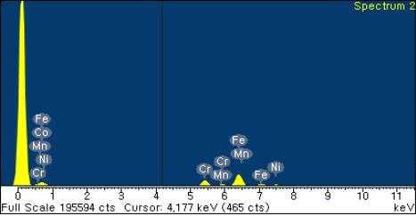 EDS spectra for the raw material