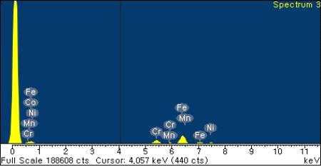 EDS spectra for the raw material