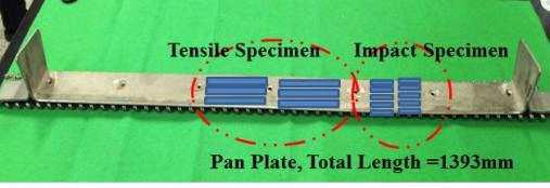 Schematic diagram of tensile specimen cutting location for pan plate