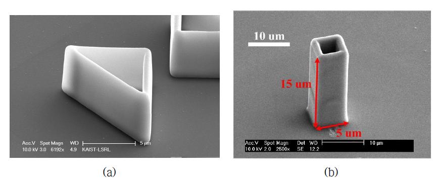 Structures of SU-8 (a) No shrinkage (b) High aspect ratio.