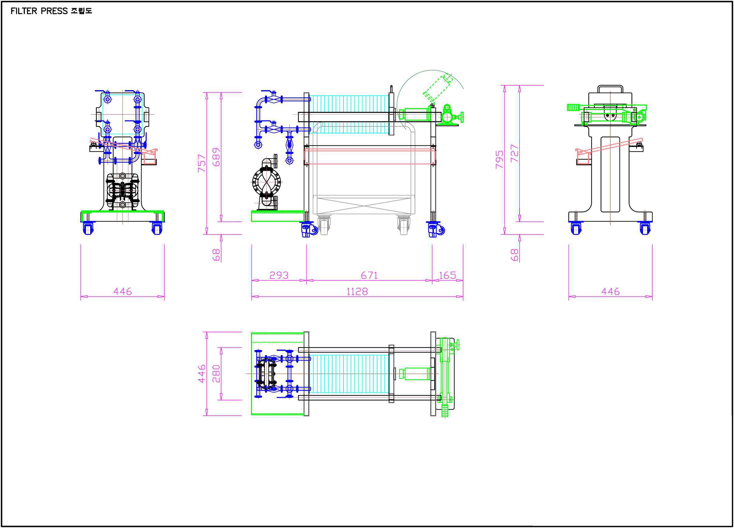 필터프레스 설계 및 조립도