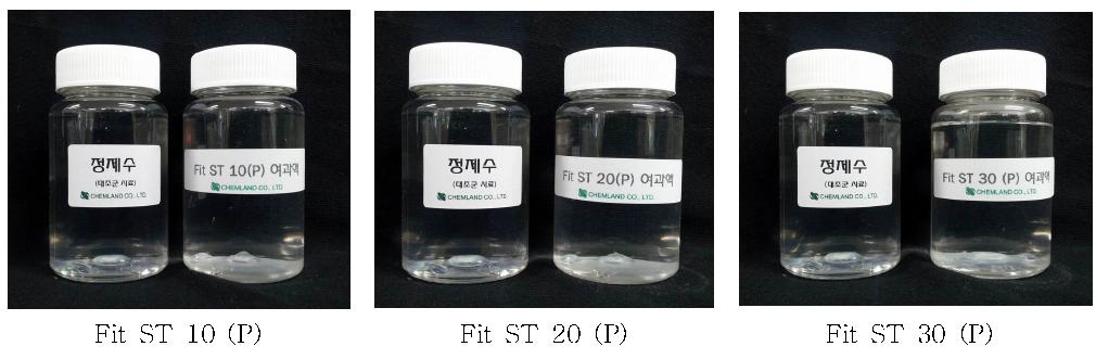 색소용 TiO2 코팅분체 제조 후 여액의 투명도