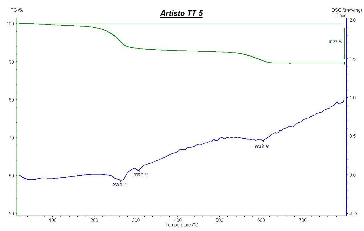 Artisto TT 05 의 TG-DSC 측정
