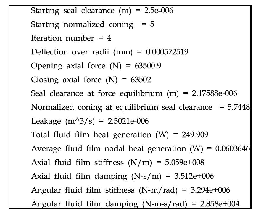 One set of lubrication performance analysis results of the RCP seal