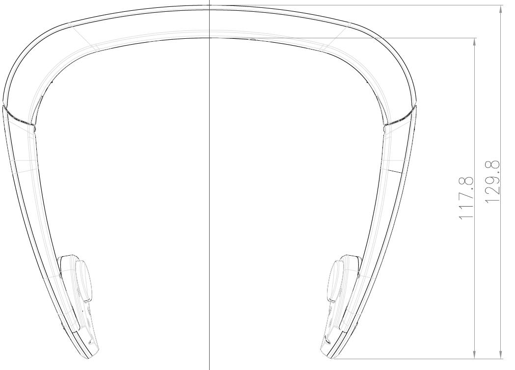 골전도 헤드셋 외관 설계도 : 윗면