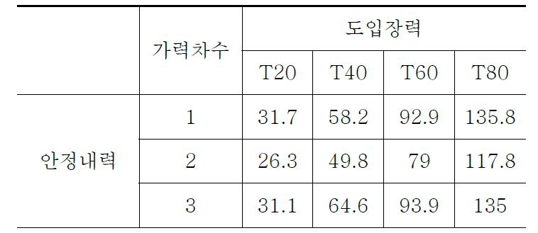 도입장력 실험 별 안정내력