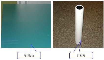 PS Plate와 감광지 준비 사진