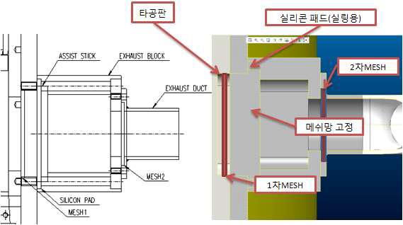 드라이아이스 제조기 배기 메쉬망 구조