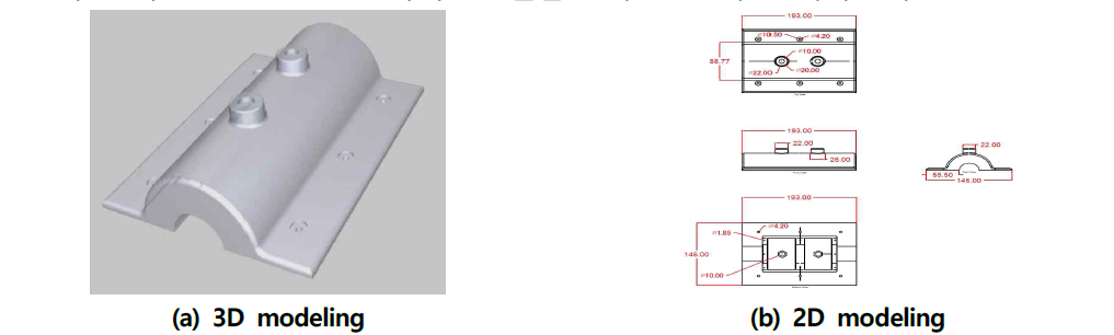 전원공급 부 윗판 3D, 2D 기구설계 도면