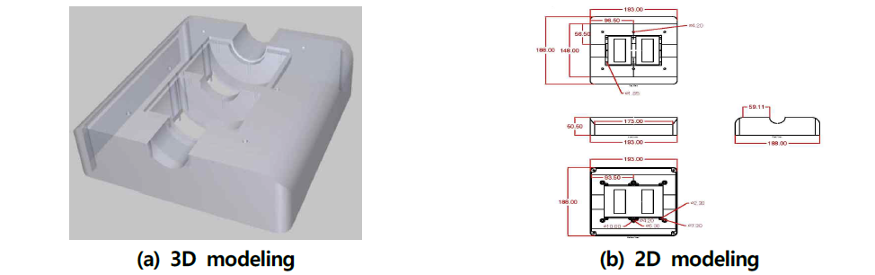 전원공급 부 아랫판 3D, 2D 기구설계 도면