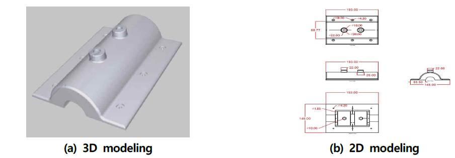 (2차 설계)전원공급 부 윗판 3D, 2D 기구설계 도면