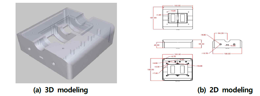 (2차 설계)전원공급 부 아랫판 3D, 2D 기구설계 도면