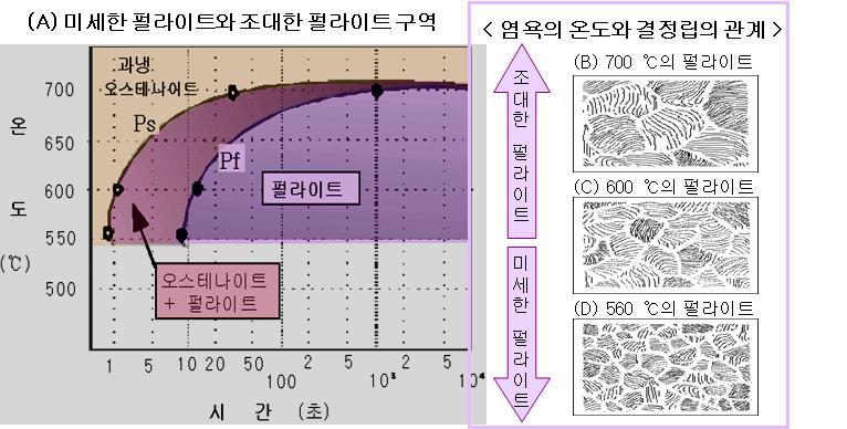 오스테나이트에서 펄라이트가 생기는 구역