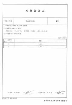 최적 공정 수행 시편의 인장시험 결과 (전남TP)