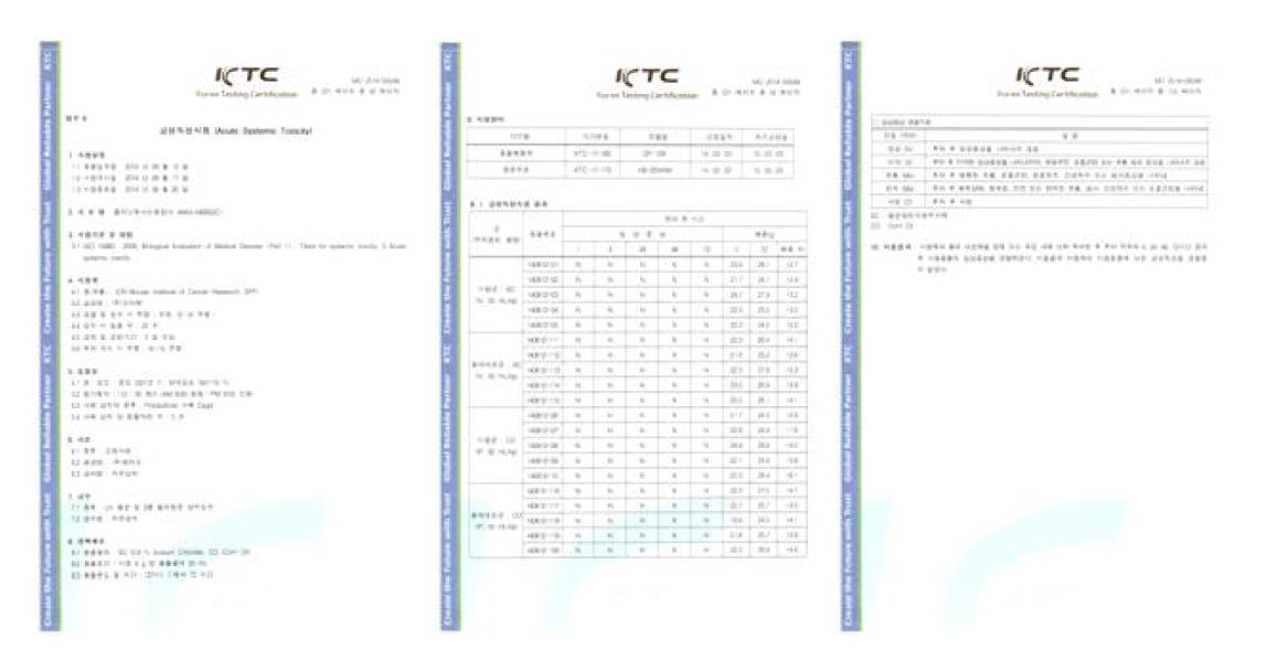 급성독성시험 결과