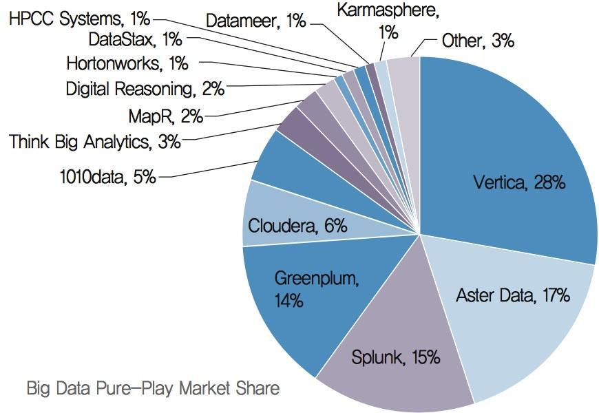 빅데이터 전문 기업별 세계 시장 점유율 – 2012년 위키본 자료
