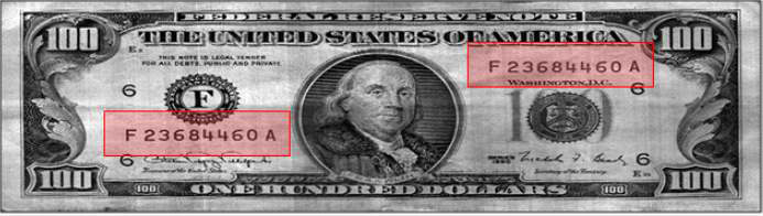 인식된 달러에서 Serial number가 존재하는 대략적인 위치를 분할